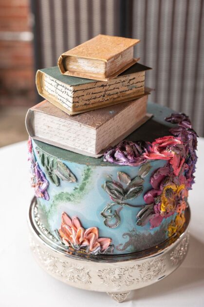 Cake With Book Decorations On Top