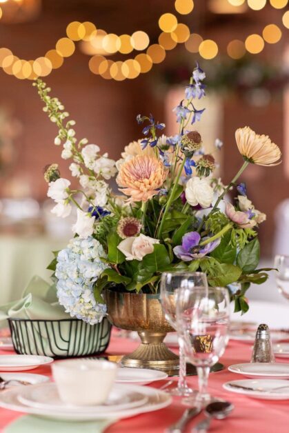 Pink Table Setting With Flowers At The Hall At Senates End Portrait